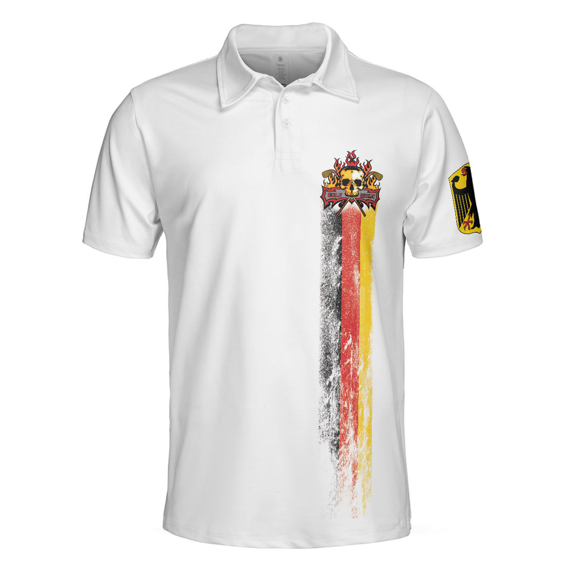 Golf Skull German Flag Short Sleeve Polo Shirt, Black Wet Paint Skull Polo Shirt, Germany Golf Shirt For Men