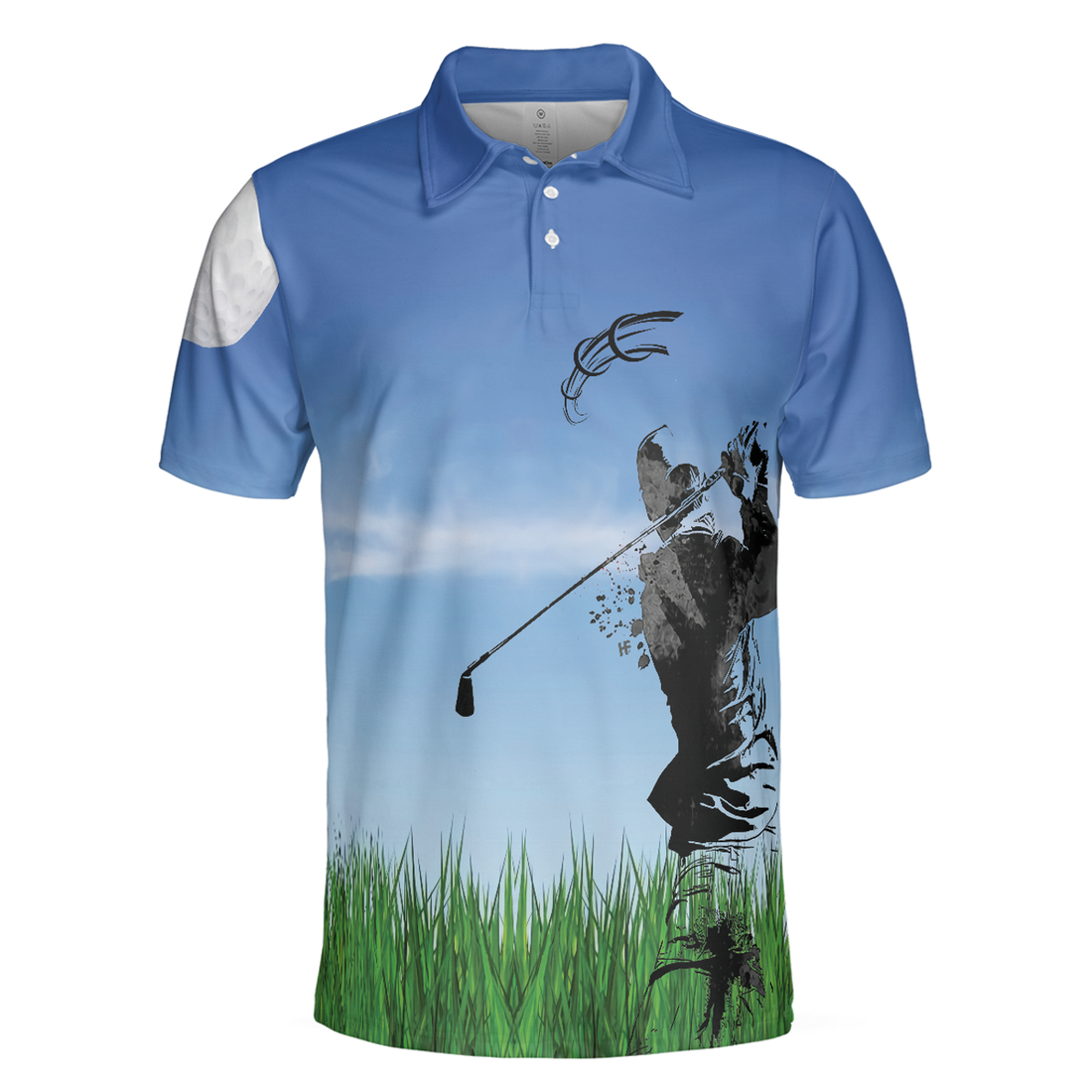 Swing Polo Shirt, Blue Golf Ball Pattern Polo Shirt For Golfers, Best Golf Polo Shirt For Hot Weather - Perfect Gift For Men, Golfers