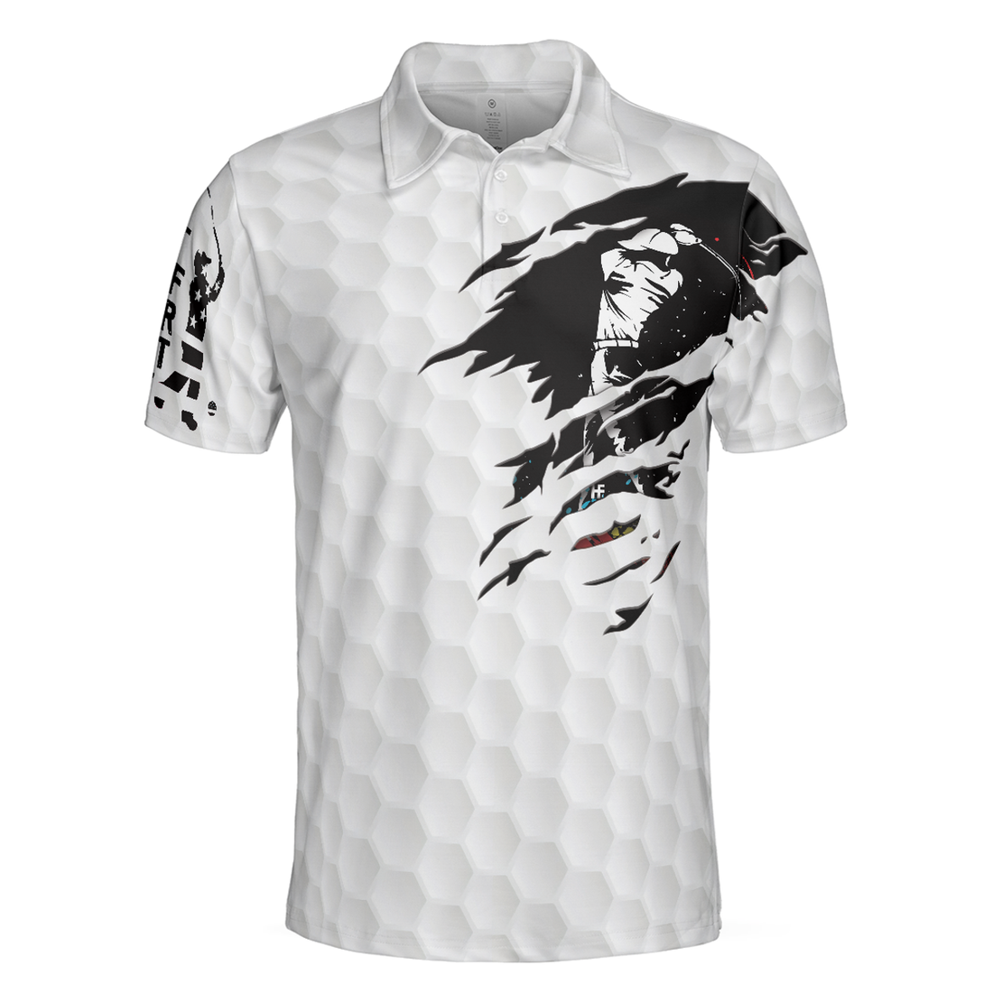 German Black And White American Flag Golf Ball Pattern Men Polo Shirt, Get Golf Or Get Out Golfer Shirt For Men, Gift For Golfers