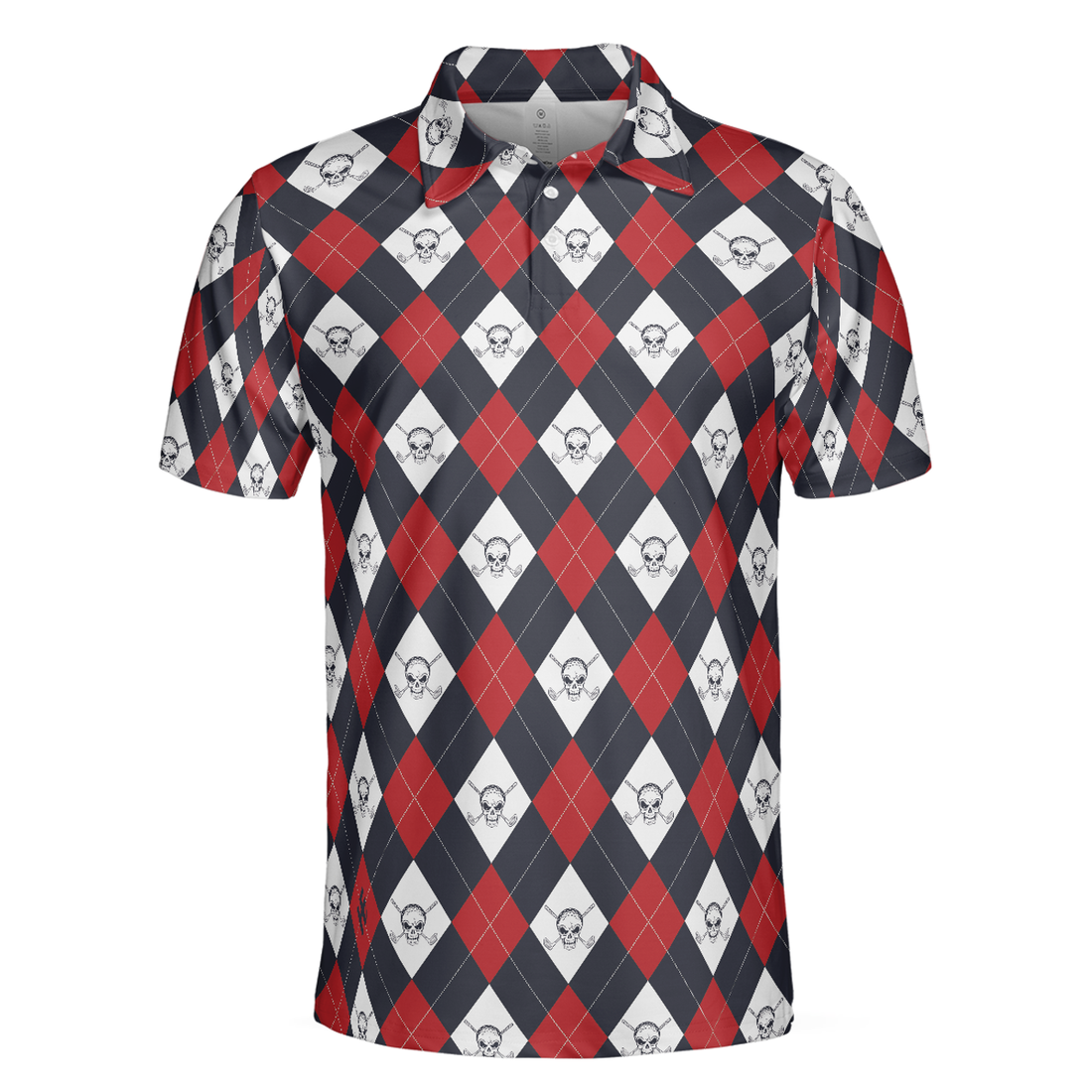 Golf Argyle Skull Short Sleeve Men Polo Shirt, Skull Golf Shirt For Men, Best Gift For Golfers, Best Gift For Golfers