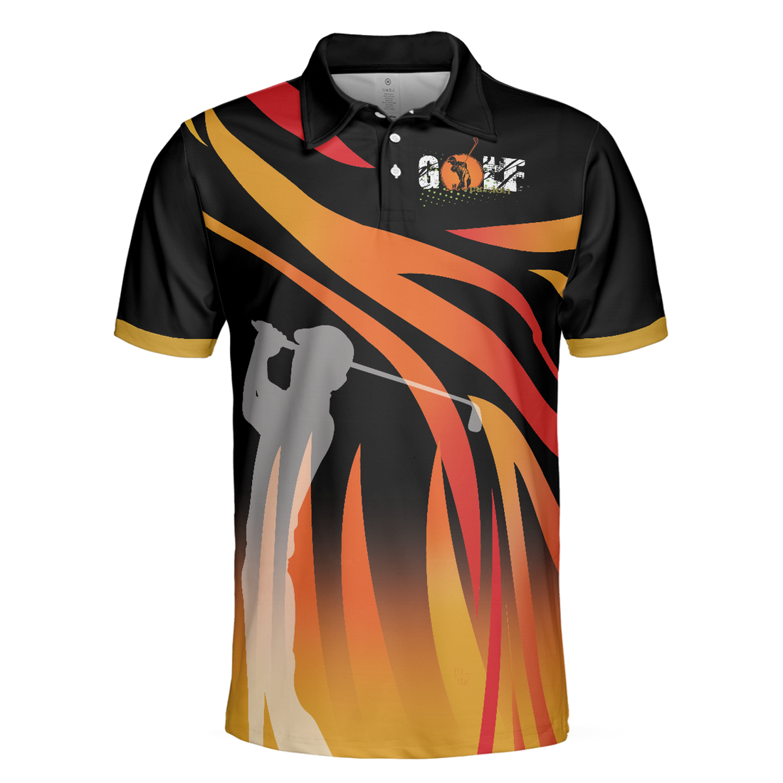 Golf In Passion Golf Men Polo Shirt, Black Flame Golf Shirt For Men, Cool Gift For Golfers