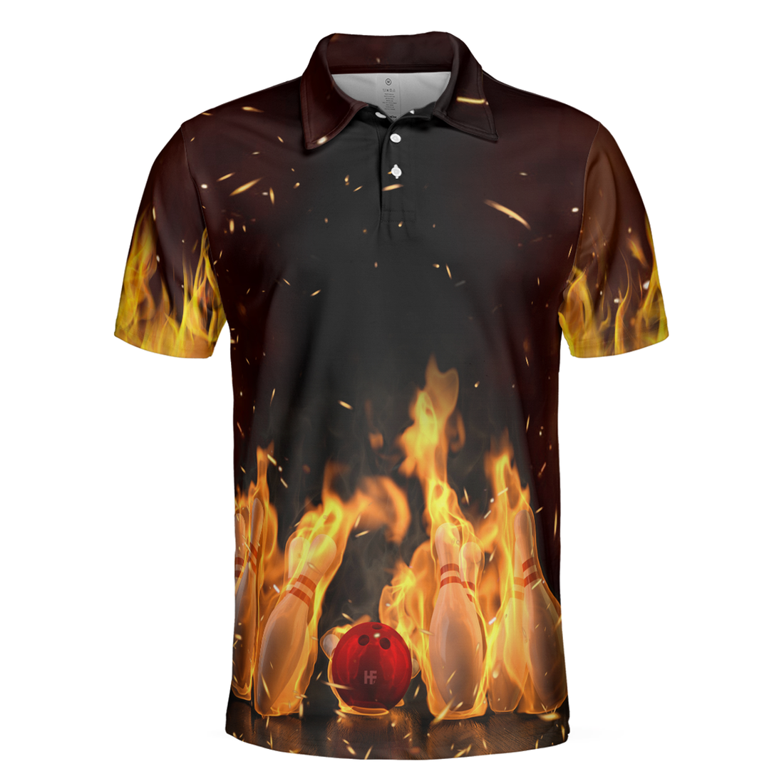 Bowling Men Polo Shirt - Bowling Pin With Fire Polo Shirt, Bowling Polo Shirt For Men - Perfect Gift For Friend, Family, Bowling Lovers