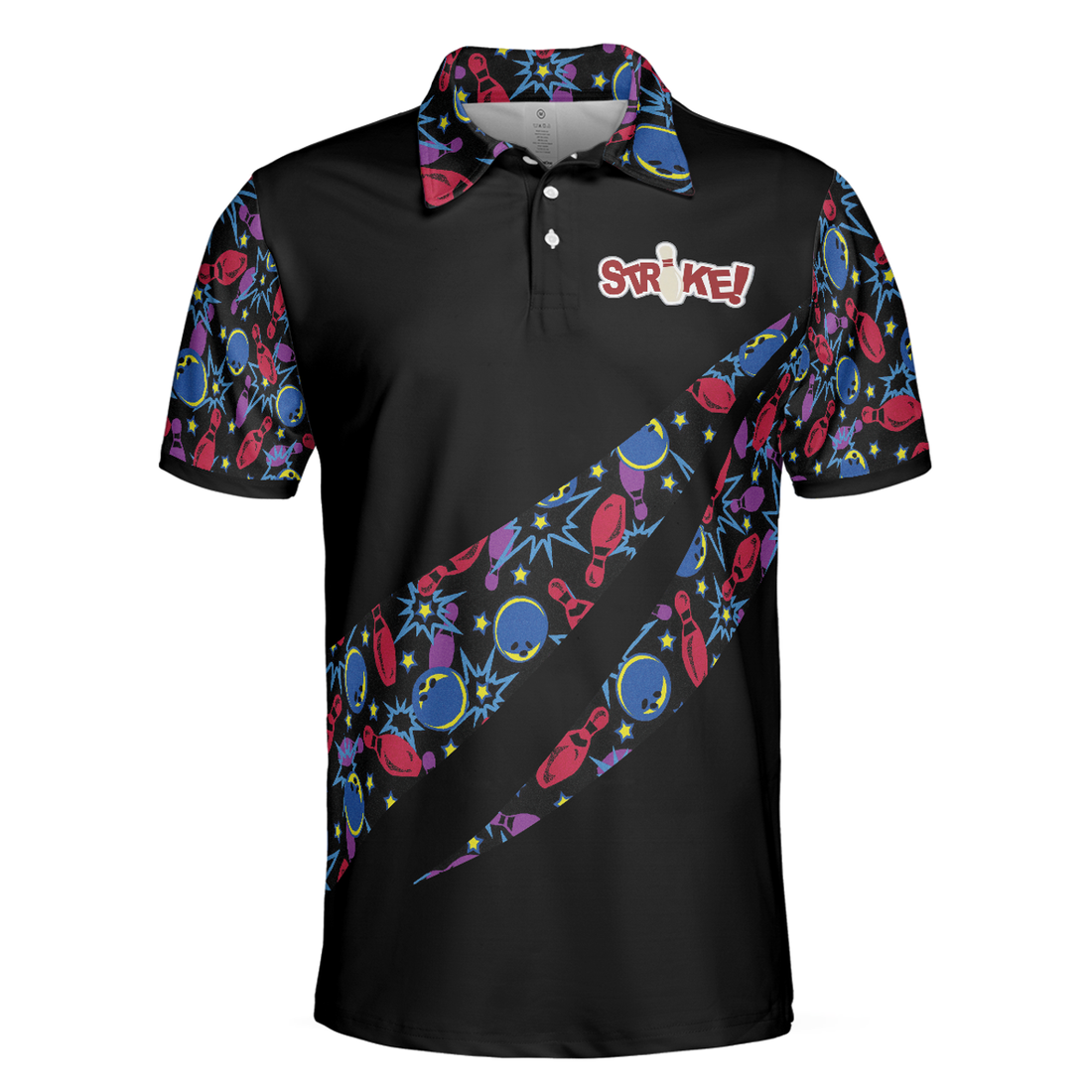 Bowling Men Polo Shirt - Split Happen Polo Shirt, Bowling Ball & Pin Seamless Pattern Bowling Shirt For Men - Perfect Gift For Friend, Family, Bowling Lover