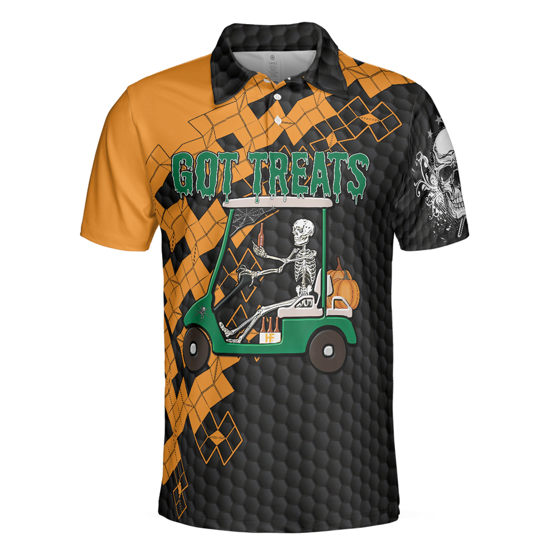 Got Golf And Got Treat Skull Golf Men Polo Shirt, Halloween Golf Shirt For Men, Halloween Gift For Golfers