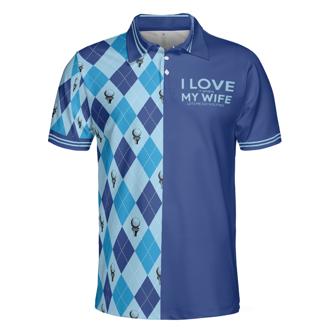 Golf Men Polo Shirt, I Love It When My Wife Lets Me Go Golfing Men Polo Shirt, Seamless Pattern Husband Golf Shirt For Men