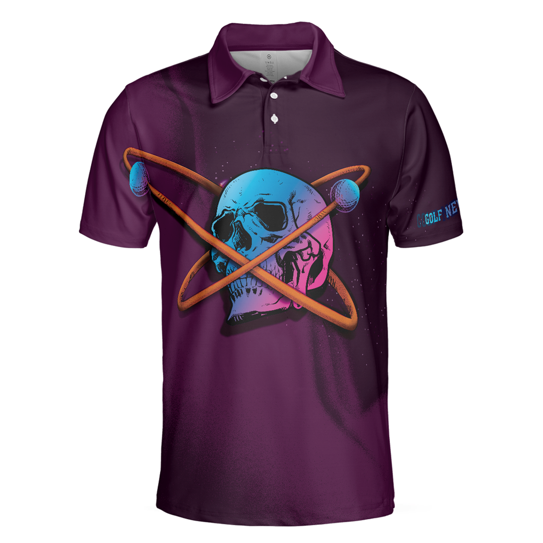 Artistic Skull Men Polo Shirt, Golf Never Die Golf Shirt For Men, Gift For Golfers