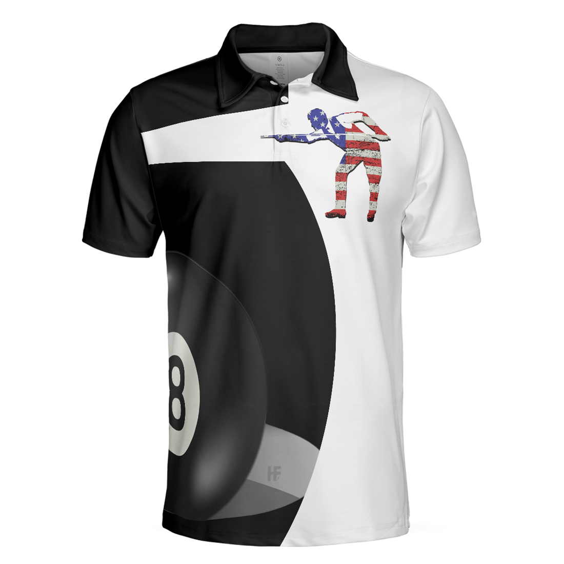Billiard Shot American Flag Men Polo Shirt, Best Billiards Shirt For Patriotic Billiards Players, Eight Ball Shirt, Gift For Billiards Lovers