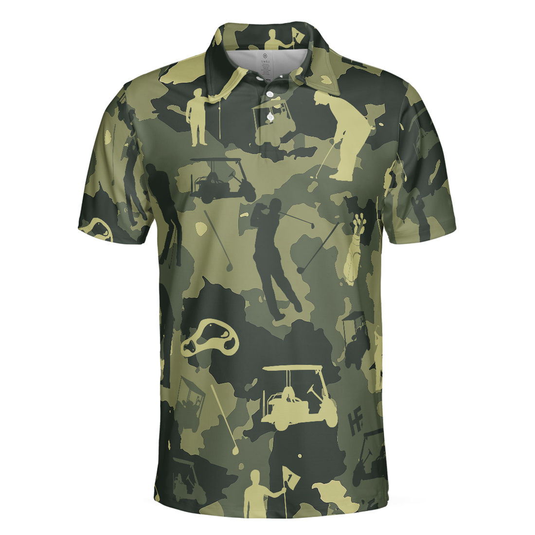 Camouflage Texture Golf Set Short Sleeve Polo Shirt, Military Polo Shirt, Camo Golf Shirt For Men