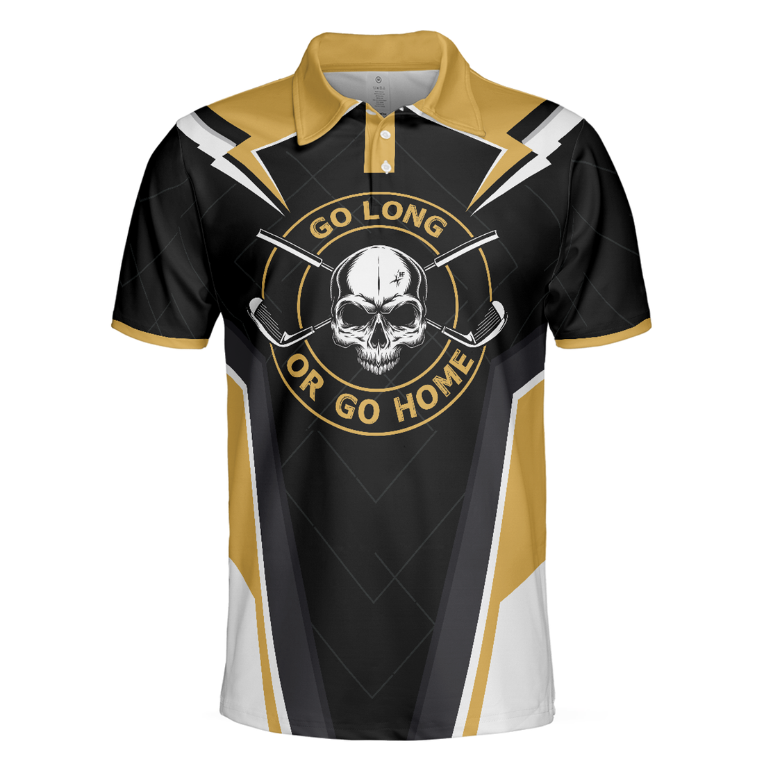 Go Long Or Go Home Golf Men Polo Shirt, Black Skull Golf Shirt For Men, Cool Golfing Shirt With Sayings, Gift For Golfers