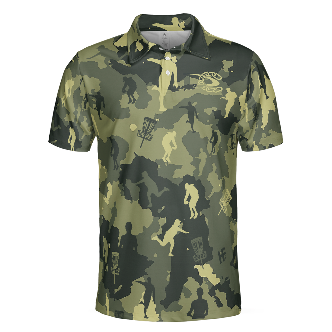 Camouflage Texture Disc Golf Polo Shirt, Short Sleeve Men Polo Shirt, Best Gift For Men Golfers, Polo Gift For Men