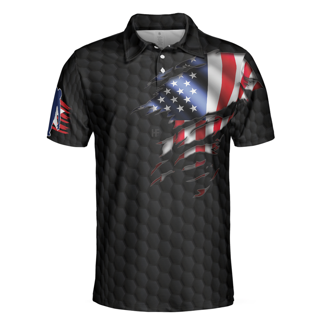 Bowling Men Polo Shirt - Black American Flag Bowling Men Polo Shirt, Cool USA Flag Bowling Shirt For Men - Perfect Gift For Friend, Family, Bowling Lovers