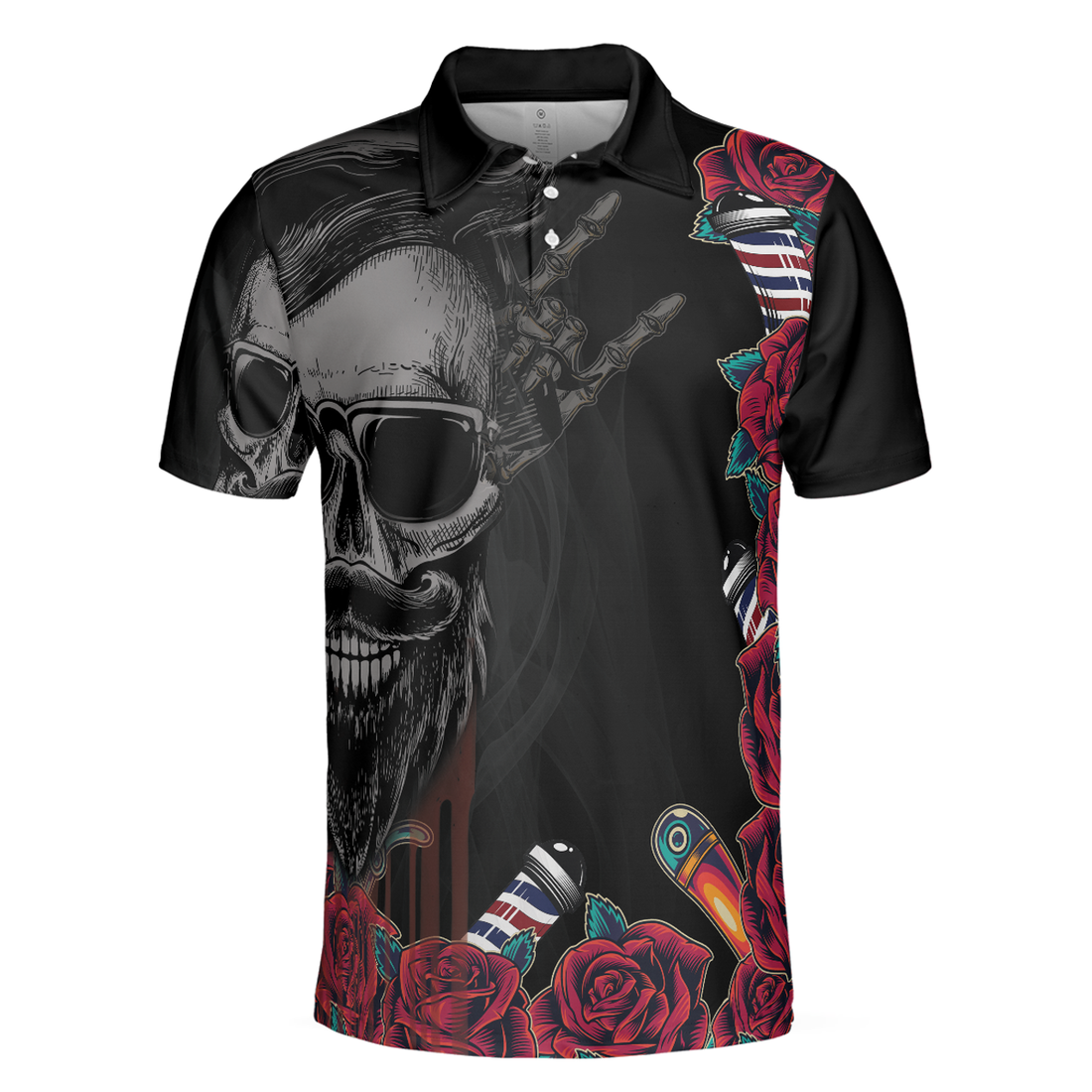 Barber Shop For Gentleman Men Polo Shirt, Rose & Skull Polo Shirt, Best Barber Shirt For Men