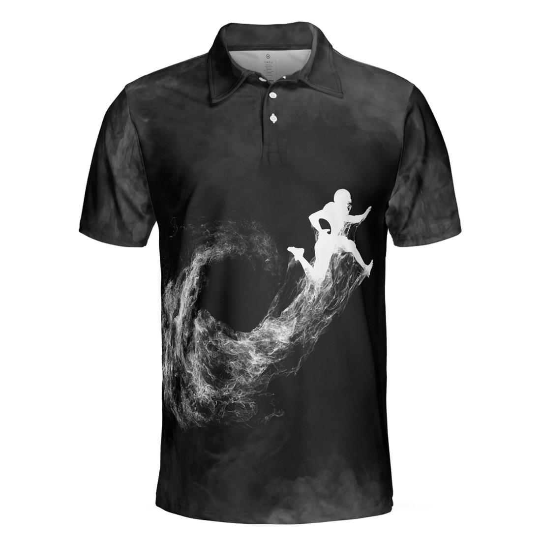 American Football On Smoke Black Theme Background Men Polo Shirt, Smoke Football Player Polo Shirt, Best Football Shirt For Men, Gift For American Football Lovers