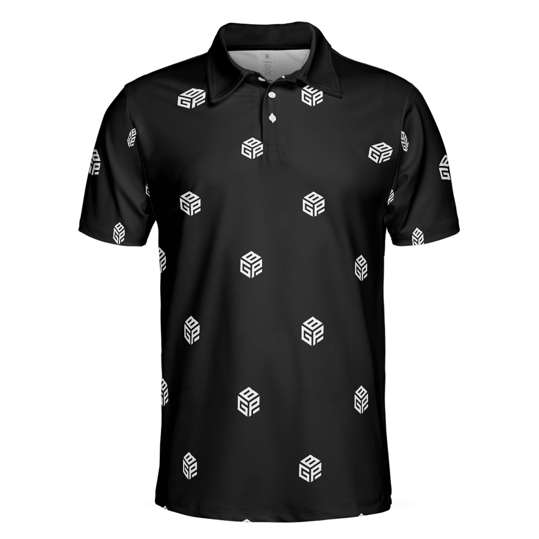 Beyond Golf Performance Logo Pattern Black Men Polo Shirt, Best Golf Shirt For Men, Gift For Golfers