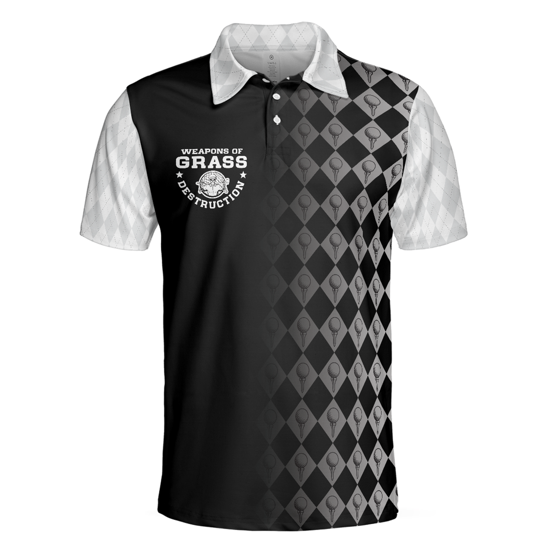 Golf Weapons Of Grass Destruction Short Sleeve Men Polo Shirt, Black And White Golf Shirt For Men, Best Gift For Golfers
