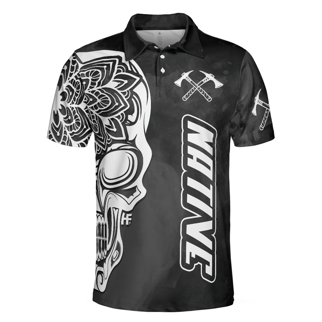 Aged And Worn Haida Native Skull Native American Men Polo Shirt, Mandala Skull Native American Shirt For Men, Gift For Golfers