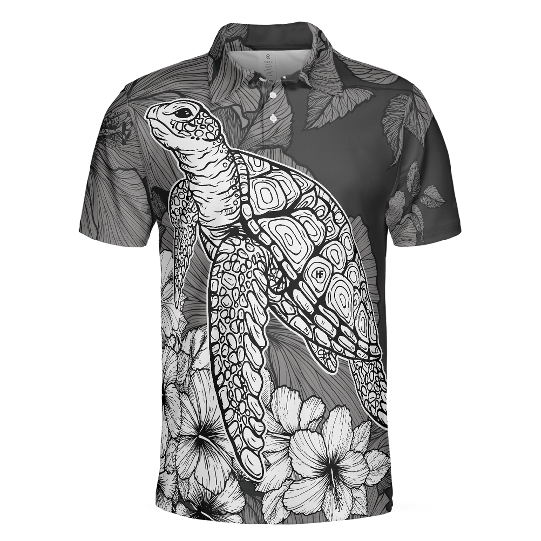 Hibiscus Turtle Shirt For Men Polo Shirt, Sea Turtle Polo Shirt For Men, Hibiscus Floral Shirt Design, Best Gift For Men
