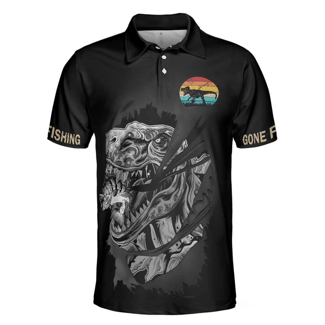 Fishsaurus Rex Gone Fishing Men Polo Shirt, I'm Not Anti-Social Polo Shirt, Best Fishing Shirt For Men, Gift For Fishing Lovers