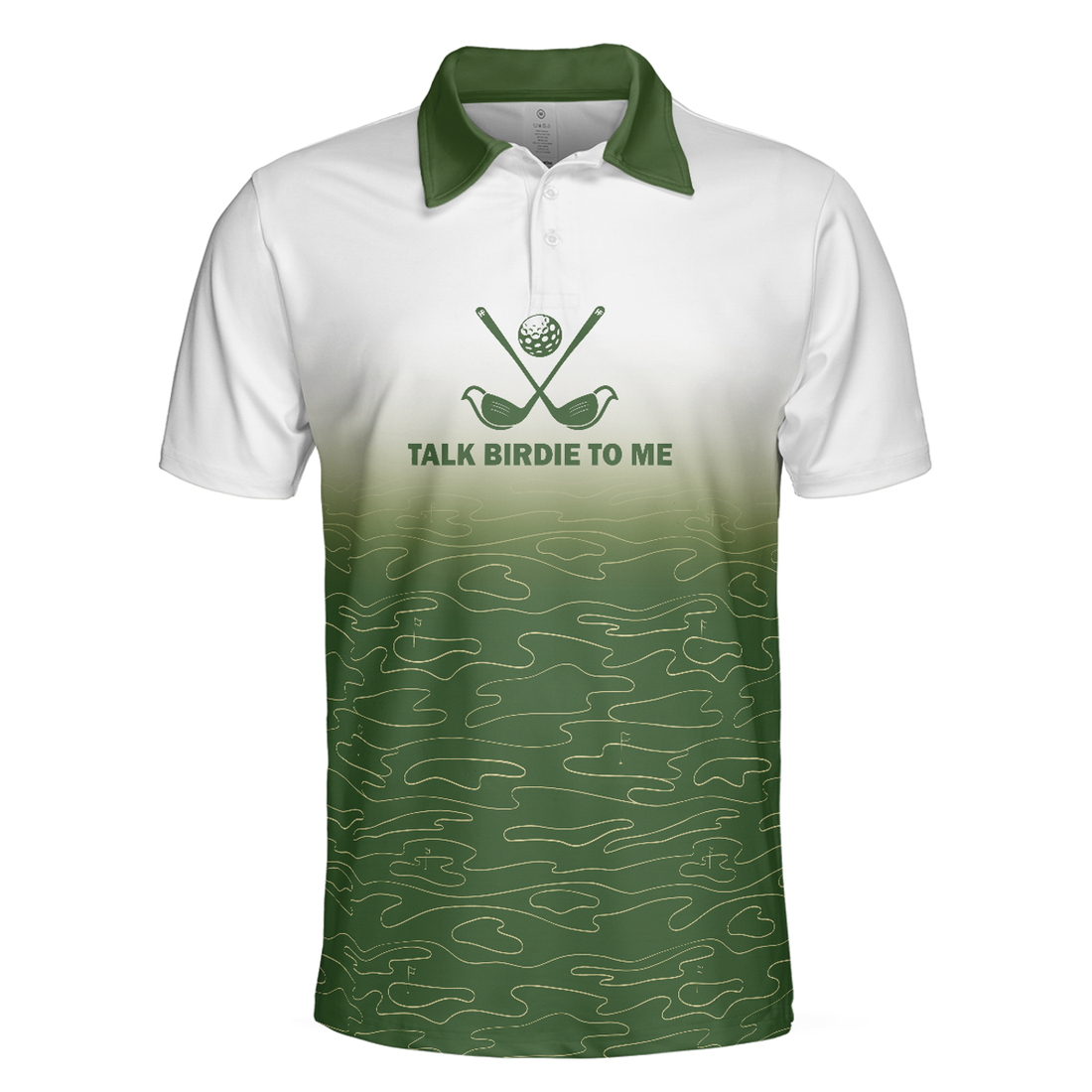 Talk Birdie To Me Golf Polo Shirt, White And Green Abstract Grass Pattern Golfing Polo Shirt, Best Golf Shirt For Men - Perfect Gift For Men, Golfers