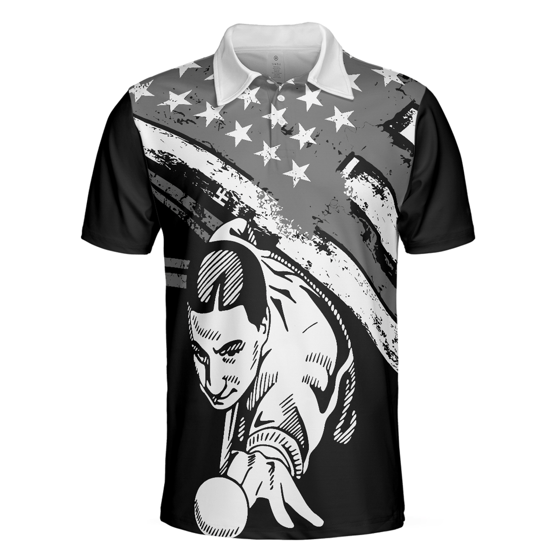 Aim Shoot Swear Repeat Billiards Men Polo Shirt, Best American Flag Pattern Billiards Shirt Design For Male, Gift For Golfers