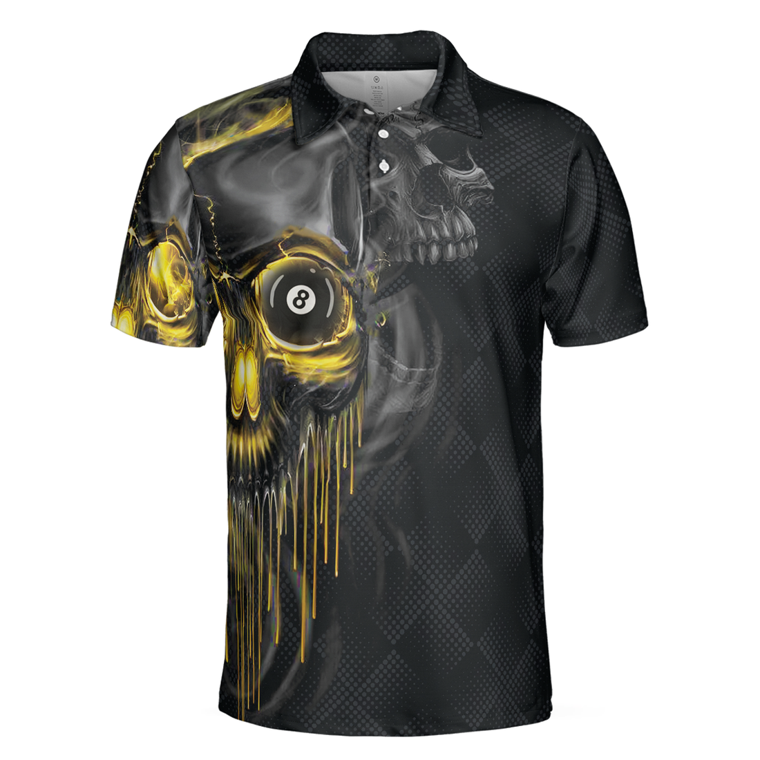 Skull Billiards Polo Shirt, Black Skull Billiards Shirt Design For Men, Scary Halloween Gift Idea - Perfect Gift For Men, Halloween, Billiard Lovers