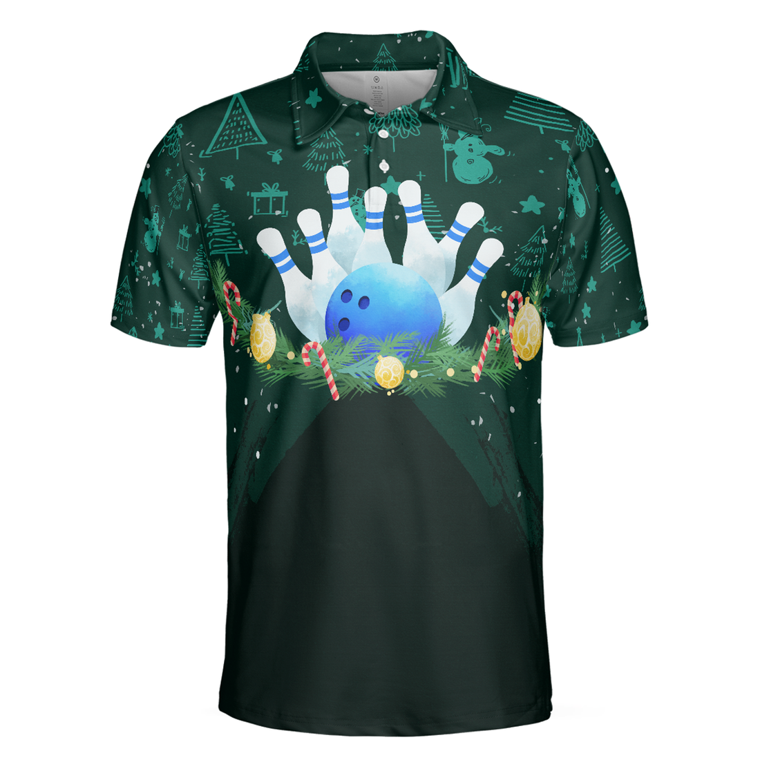 Bowling Men Polo Shirt - Christmas Wreath With Bowling Balls Men Polo Shirts, Christmas Pattern Shirt For Men - Perfect Gift For Friend, Family, Bowling Lovers