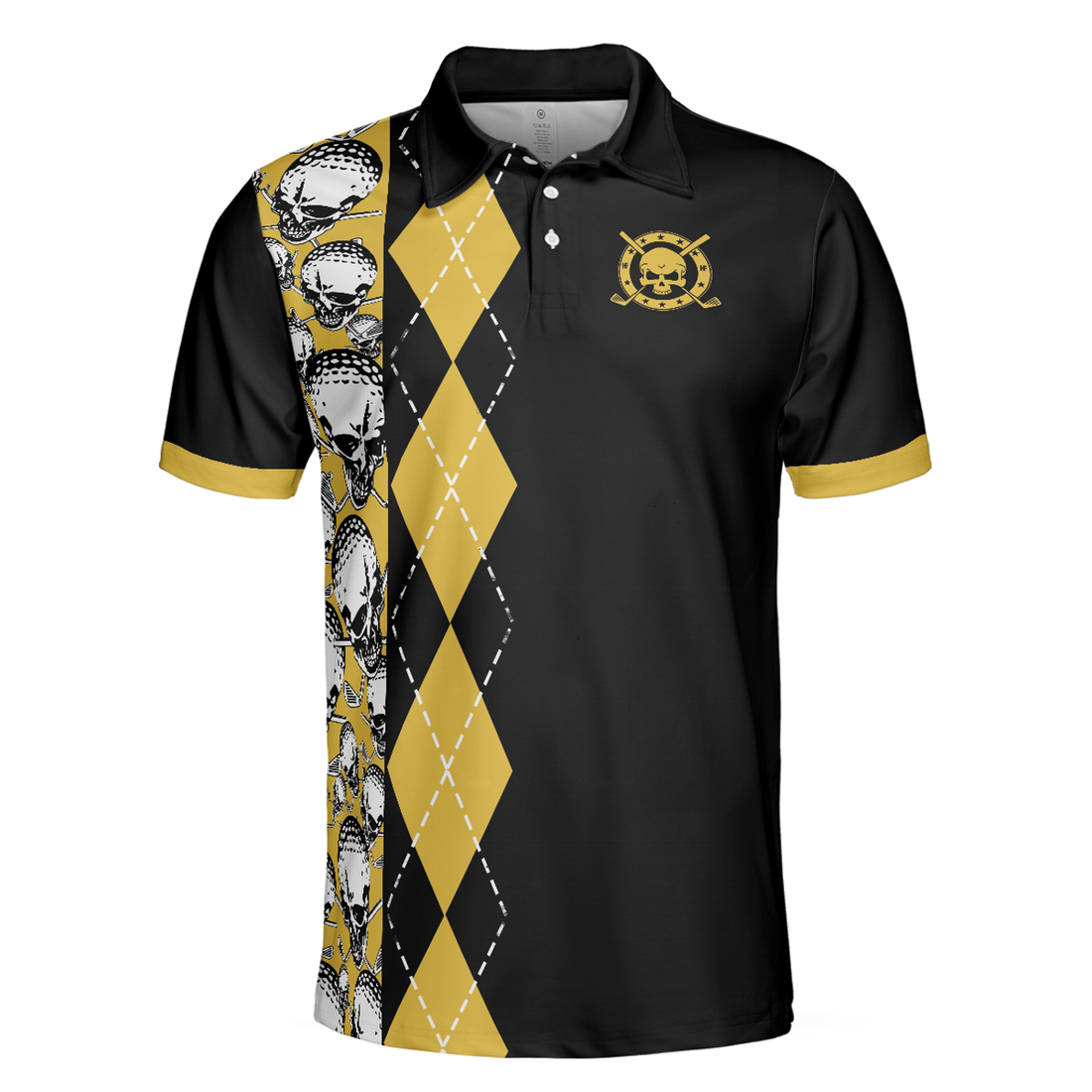 Black And Yellow Skull Golf Men Polo Shirt, All Men Are Created Equal Then A Few Become A Golfer Shirt For Men, Gift For Golfers