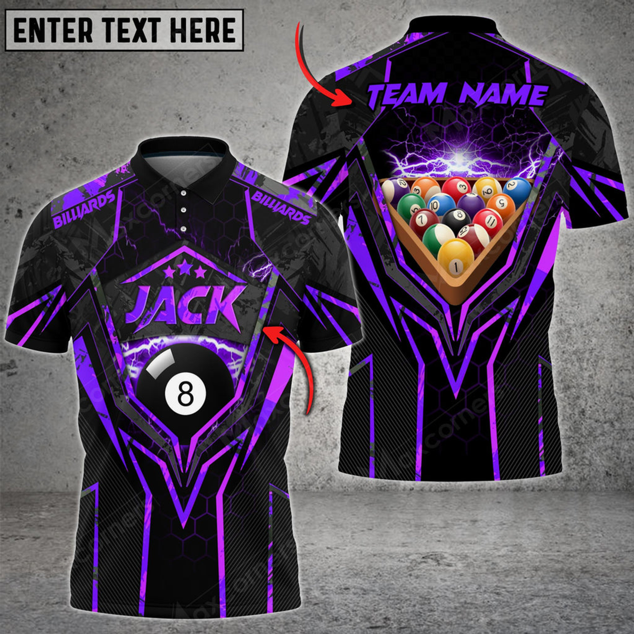 Custom Billiards Way Of 8 Multicolor Personalized Name, Team Name Unisex 3D Polo Shirt