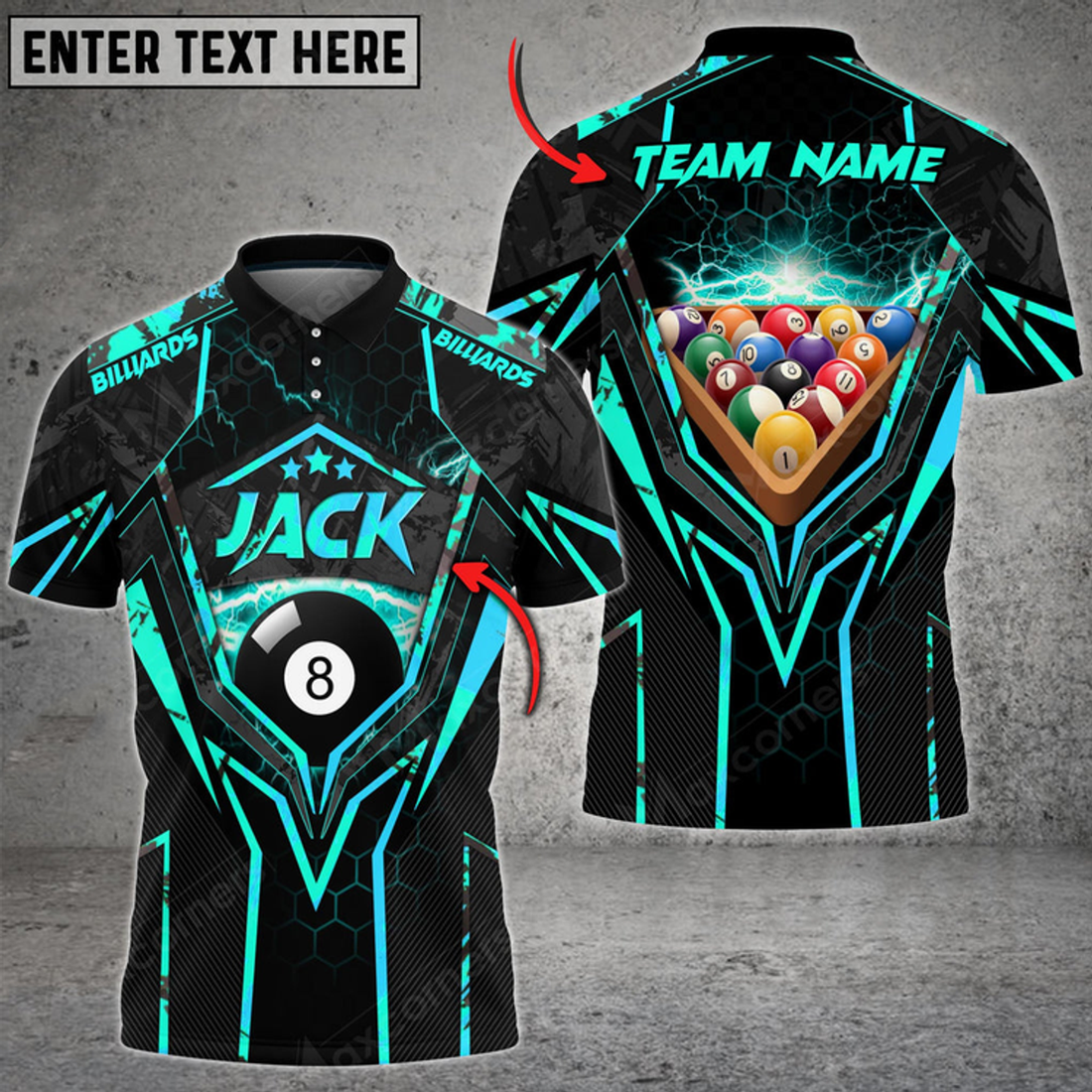Custom Billiards Way Of 8 Multicolor Personalized Name, Team Name Unisex 3D Polo Shirt