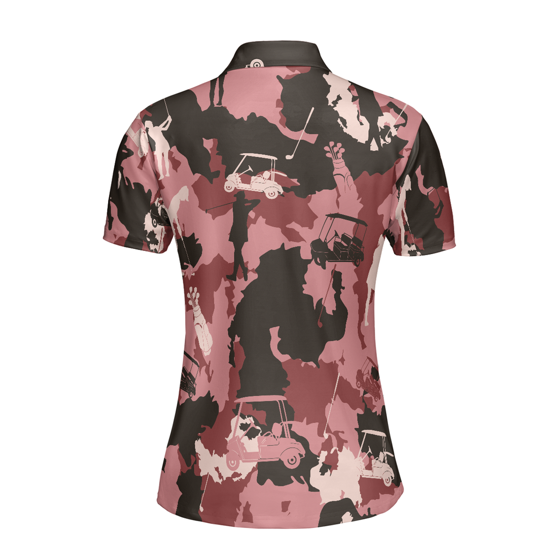 Golf Girl Camouflage Short Sleeve Women Polo Shirt, Pink Camo Golf Shirt For Ladies, Cool Golf Gift For Women, Best Gift For Women Golfers