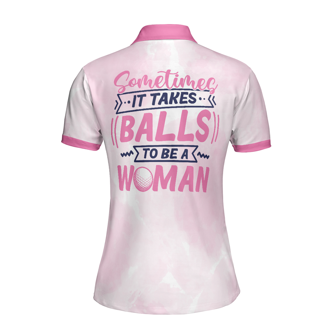 Golf Women Polo Shirt, Sometimes It Takes Balls Women Polo Shirt, Pink Argyle Pattern Golf Shirt For Women - Perfect Gift For Women, Ladies, Golfers