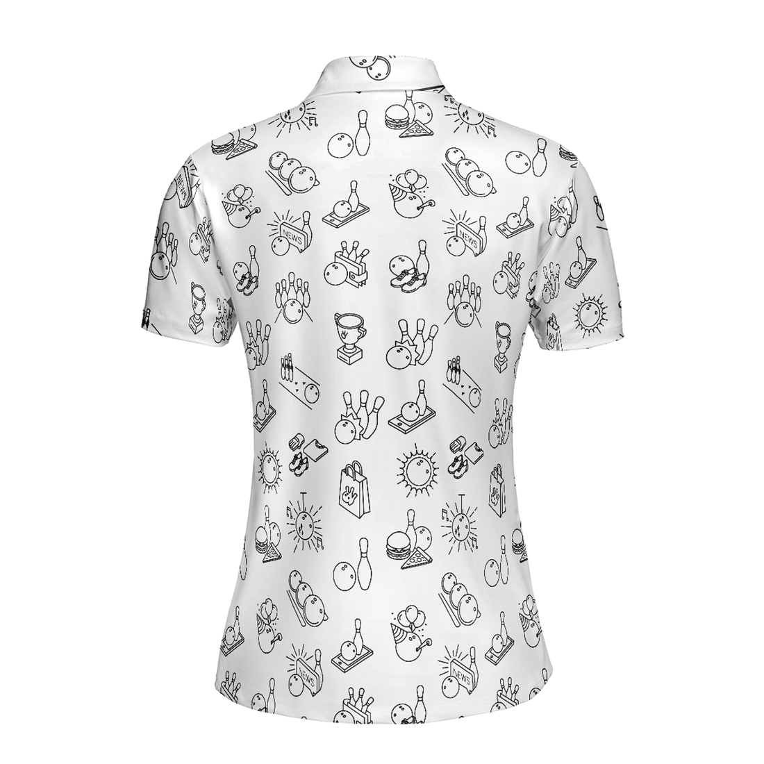 Bowling Women Polo Shirt, Bowling Pattern Short Sleeve Women Polo Shirt, Cool Bowling Polo Shirt For Female Bowlers, Best Bowling GIft Idea