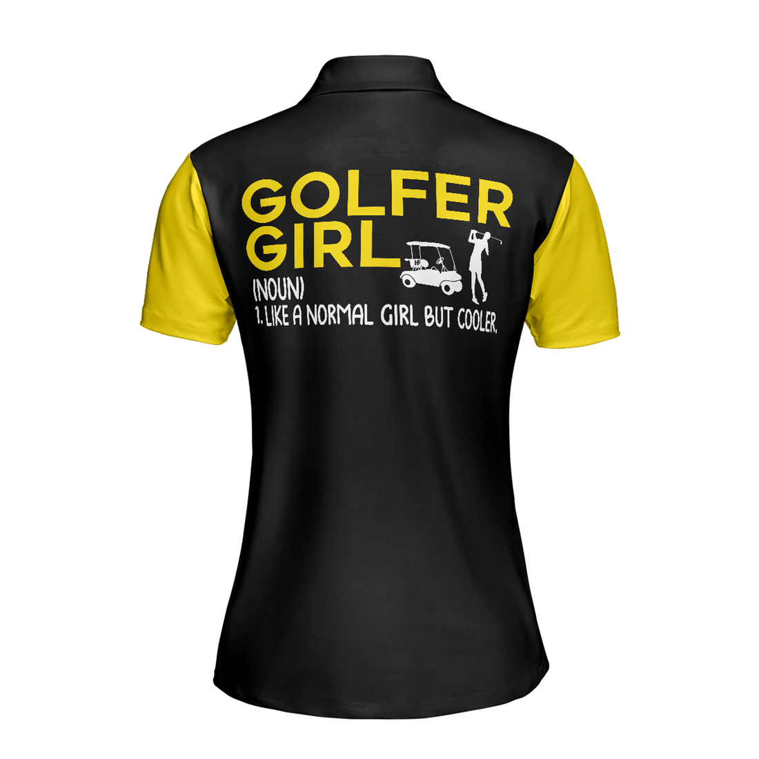 Definition Of Golf Girl Golf Short Sleeve Women Polo Shirt, Black And Yellow Golf Shirt For Ladies, Polo Shirt Gift For Women, Gift For Women Golfers