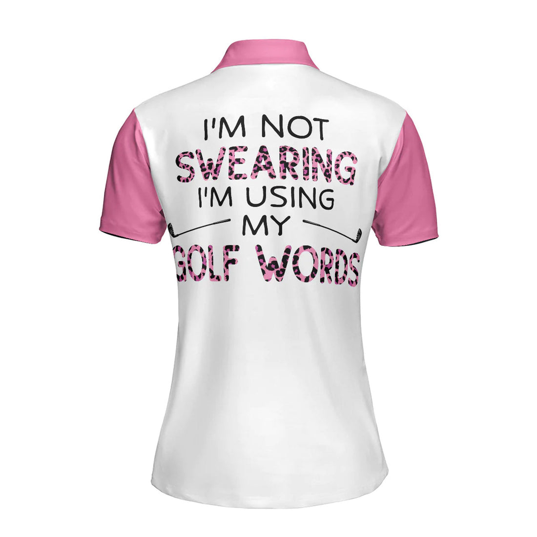 Pink Leopard Argyle Pattern Women Polo Shirt, I'm Not Swearing I'm Using My Golf Words Golf Short Sleeve Women Polo Shirt, Cool Gift For Female Golfers'