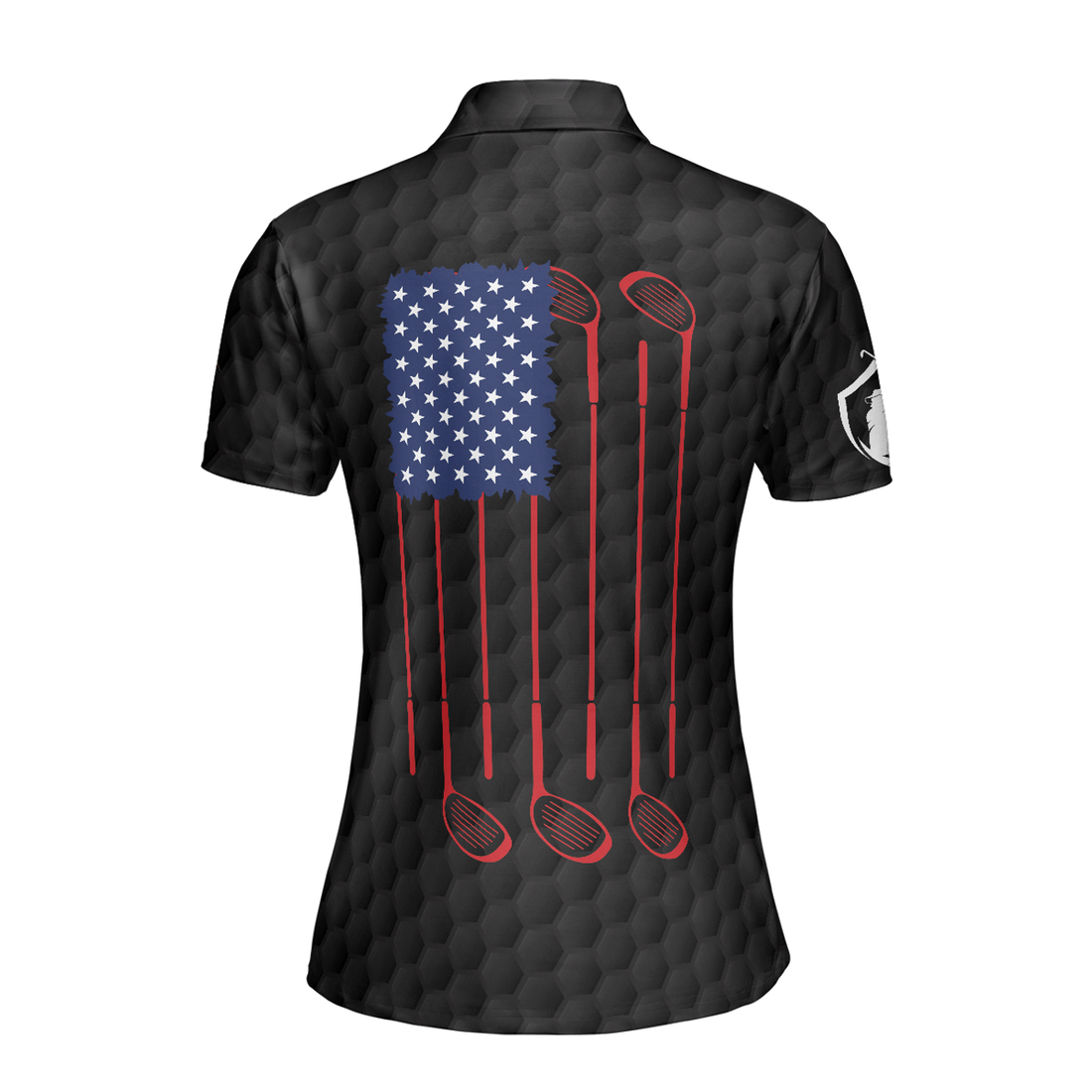 American Women Golfer Black Version Golf Short Sleeve Women Polo Shirt, American Flag Ladies Golf Shirt, Gift For Golfers