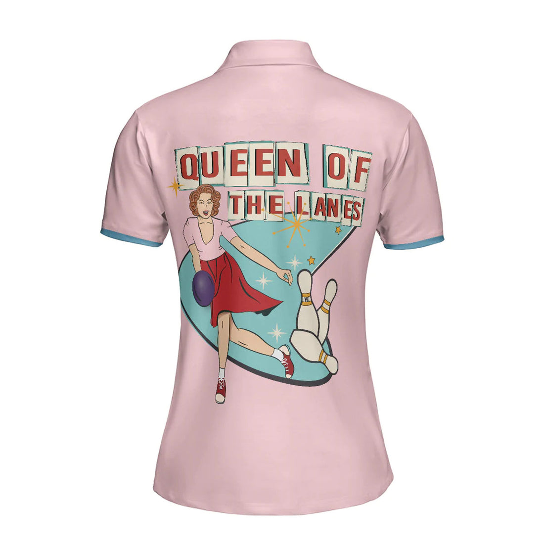 Queen Of The Lanes Bowling Short Sleeve Women Polo Shirt, Pink Ladies Bowling Shirt, Tenpin Bowling Shirt - Best Bowling Gift For Women