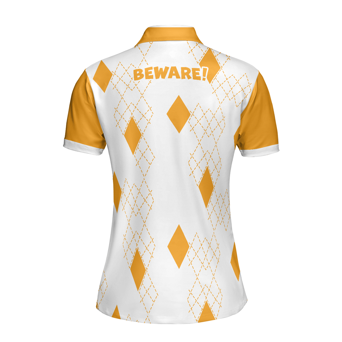 Crazy Golf Lady Short Sleeve Women Polo Shirt, White And Yellow Golf Shirt For Ladies, Funny Female Golf Gift, Best Gift Ideas For Golfers Women