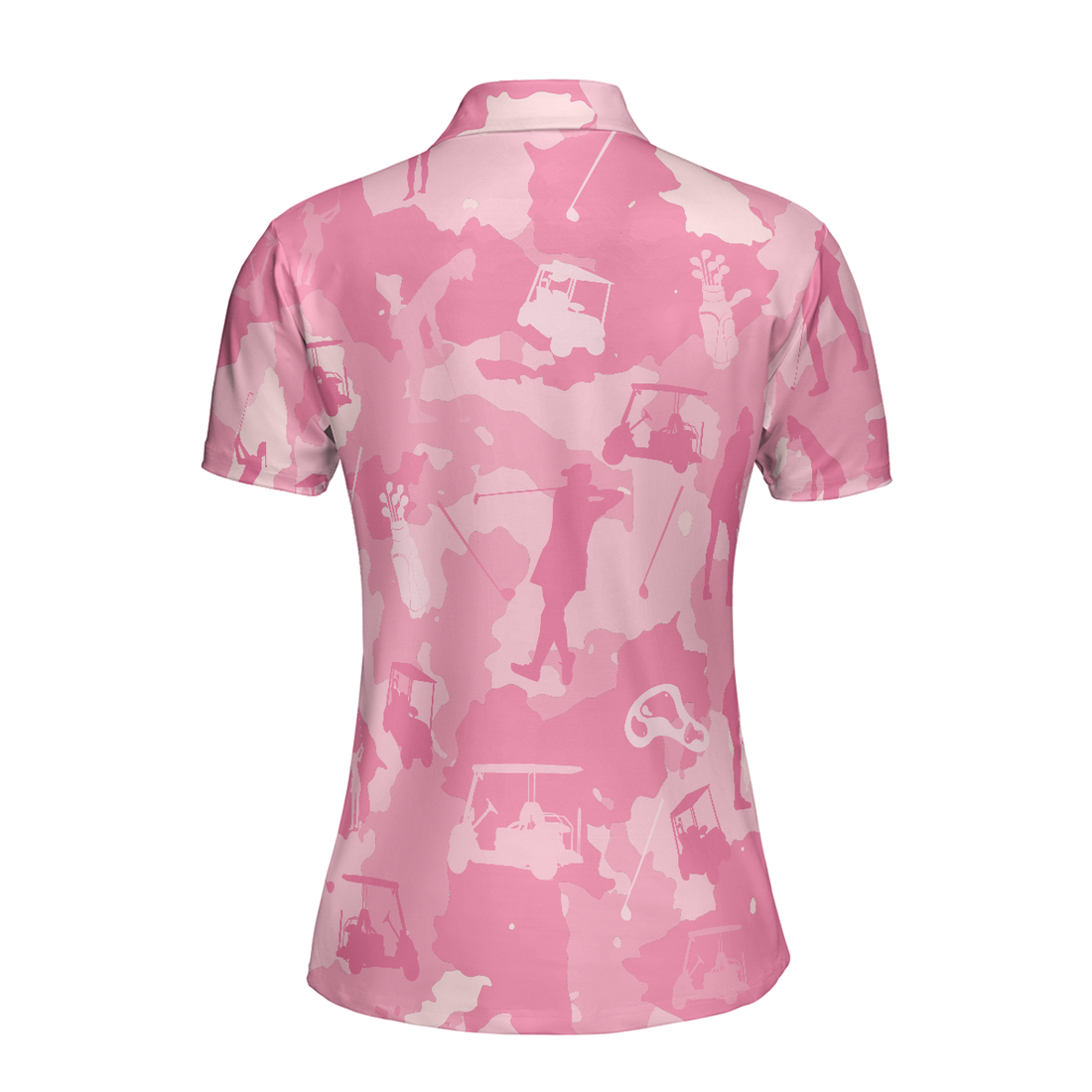 Golf Girl Camouflage V2 Short Sleeve Women Polo Shirt, Pink Camo Golf Shirt For Ladies, Cool Golf Gift For Women, Best Gift For Women Golfers