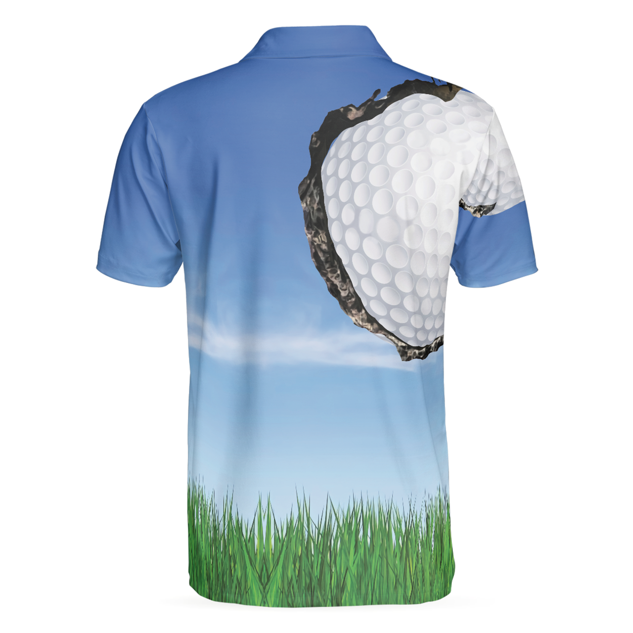Swing Polo Shirt, Blue Golf Ball Pattern Polo Shirt For Golfers, Best Golf Polo Shirt For Hot Weather - Perfect Gift For Men, Golfers