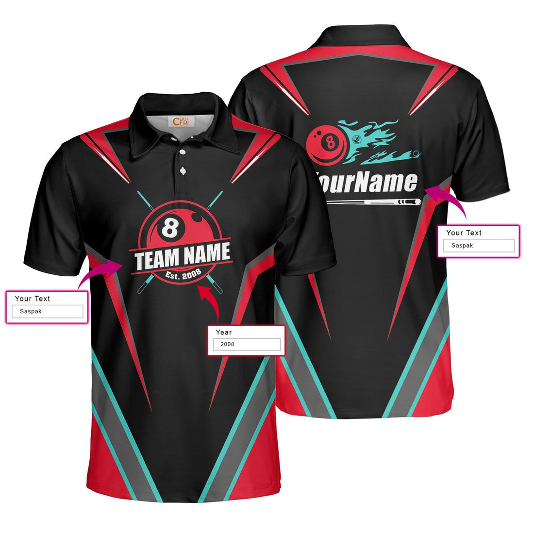Custom Billiards Custom Shirt, Billiards Personalized Polo Shirt, Billiards Shirt Custom Name and Team, 8 Ball Polo Shirt, Best Billiards Shirt For Men