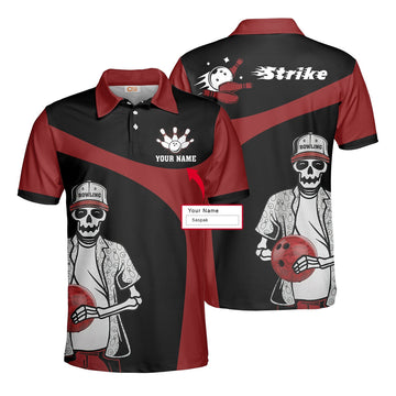Personalized Skeleton Billiards Pool Men Polo Shirt, Strike Custom Polo Shirt, Best Gift For Billiards Lovers
