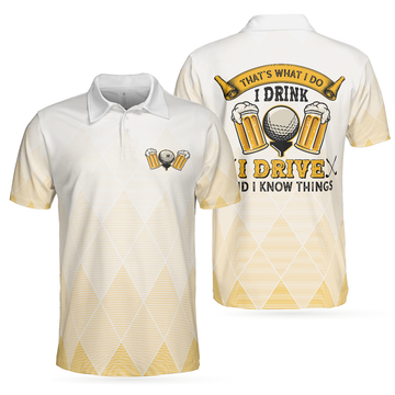 Funny I Golf And I Know Things Argyle Pattern Men's Golf Polo Shirt S-5XL
