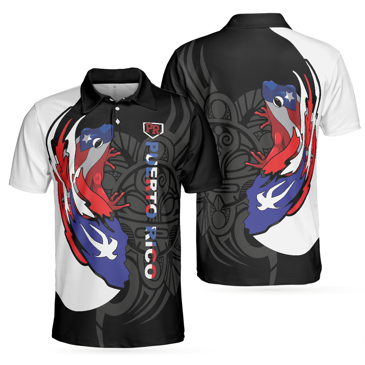 Coqui Puerto Rico Flag Polo Shirt, Usa Shirt With Puerto Rico Flag, Puerto Rico State Usa Shirt For Men And Women