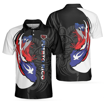 Coqui Puerto Rico Flag Polo Shirt, Usa Shirt With Puerto Rico Flag, Puerto Rico State Usa Shirt For Men And Women
