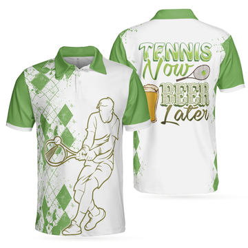 Tennis Now Beer Later 3D All Over Printed Polo Shirt, Tennis Beer Polo Shirt