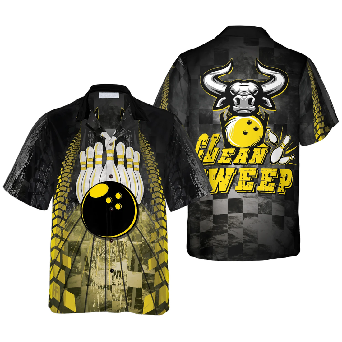 Custom Clean Sweep Bowling Bull Aloha Hawaiian Shirt For Summer, Colorful Shirt For Men Women, Perfect Gift For Friend, Team, Family, Bowling Lovers
