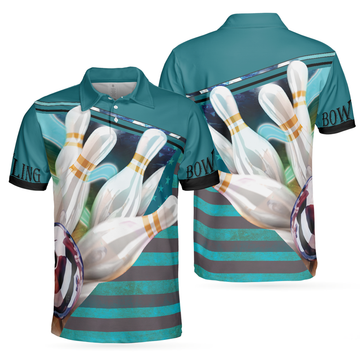 3D All Over Print Love Bowling Polo Shirt, Blue American Flag Bowling Shirt For Him, Bowling Shirt