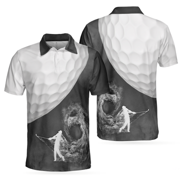 Golf Ball And Golfer With Smoke Golf Men Polo Shirt, Smoke Golf Player Polo Shirt, Best Golf Shirt For Men