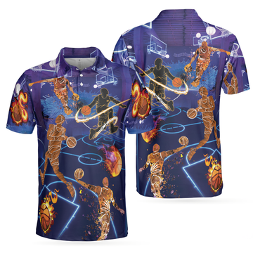 Basketball It's In My DNA Men Polo Shirt, Blue Basketball Shirt Design, Basketball Team Polo Shirt, Gift For Basketball Lovers