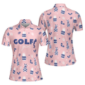 Golf Girl Summer Pattern Short Sleeve Women Polo Shirt, Pink Golf Shirt For Ladies, Unique Female Golf Gift